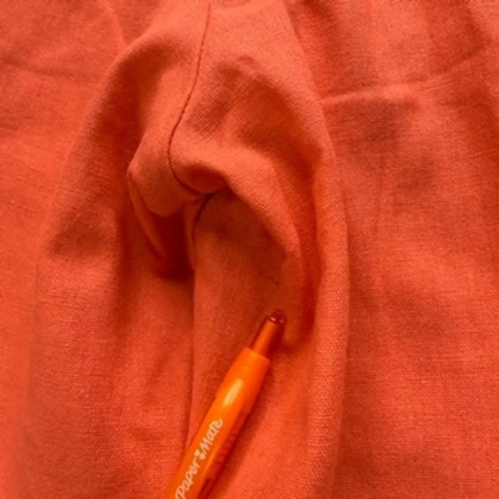 TRUST Pleated Linen Blend Trousers Relaxed Fit 34x32 (FIT 34x28) Orange Pants